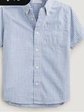 J. Crew Boys' Light Blue Gingham Short Sleeve Button-Up Shirt